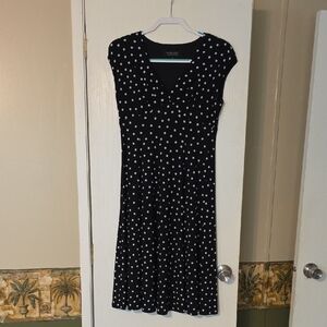 Evan Picone Black and White Polka Dot Midi Dress